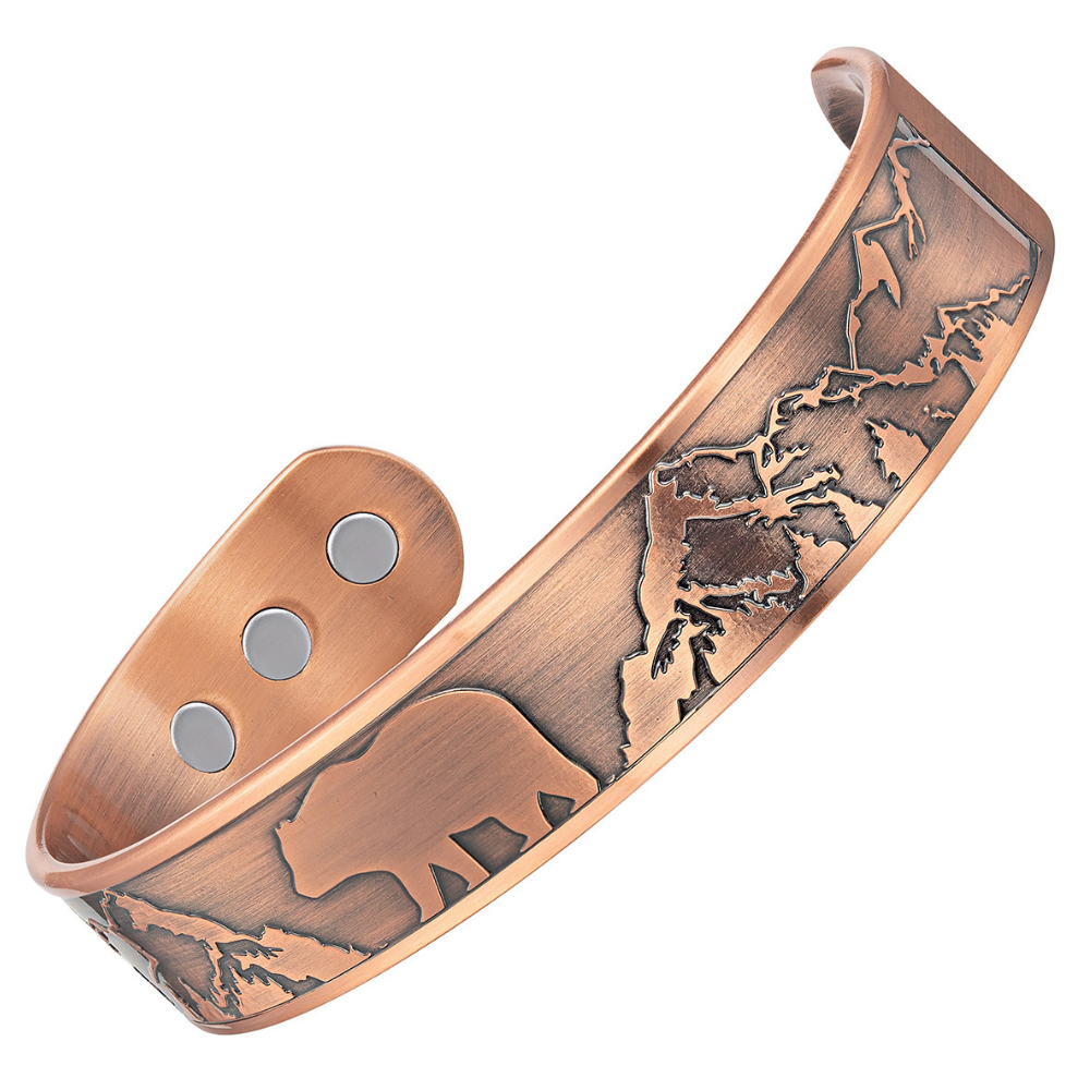 Mens Copper Magnetic Bangle Bracelet Bear New Design