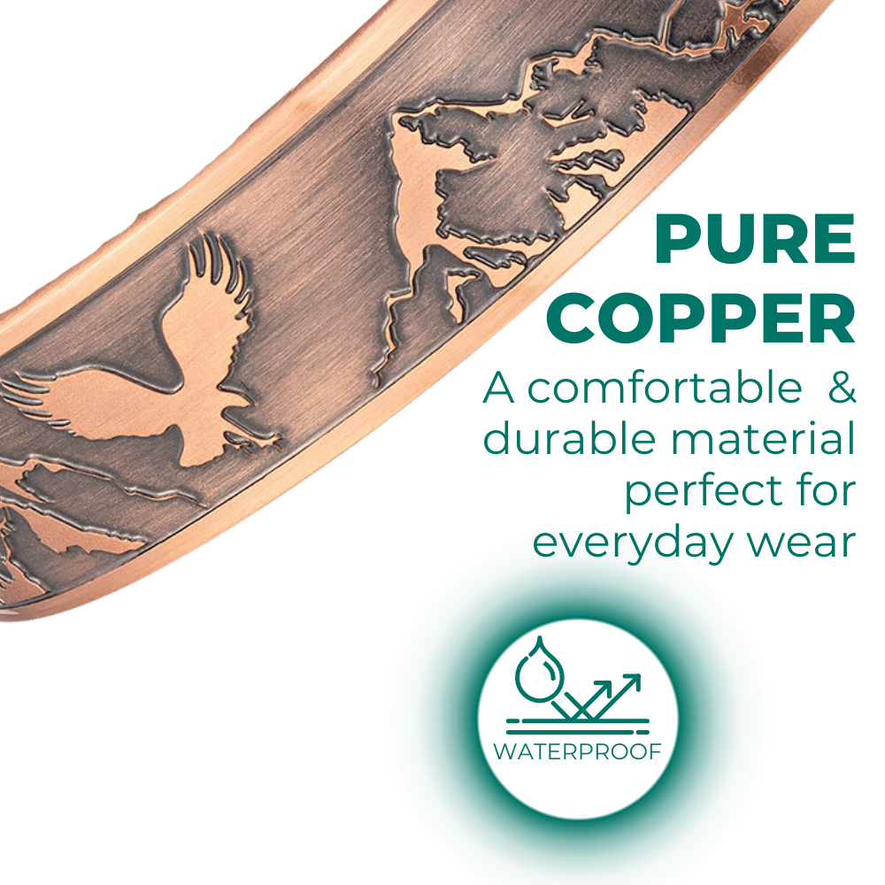 Mens Copper Magnetic Bangle Bracelet Eagle - New Design