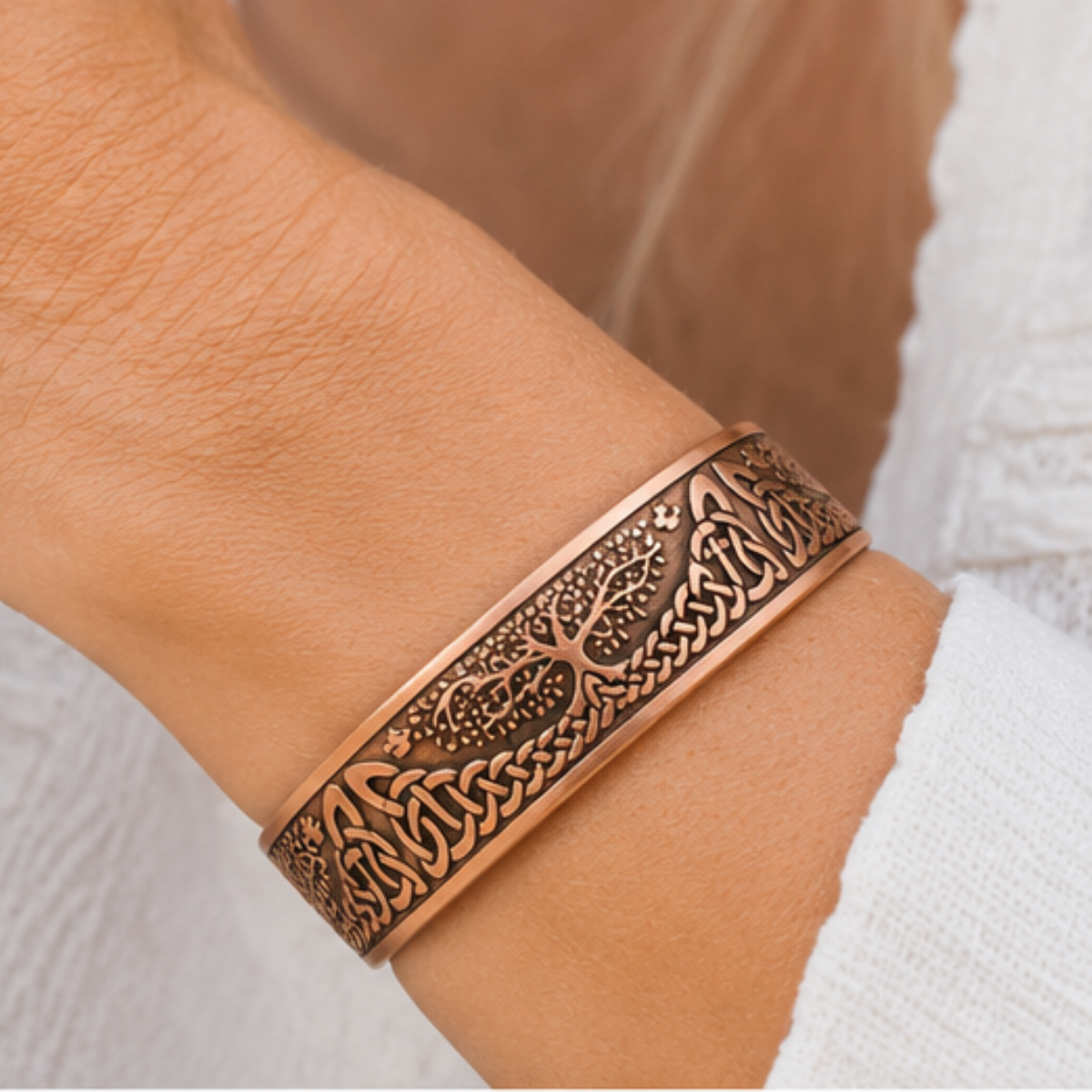 copper magnetic tree of life bangle