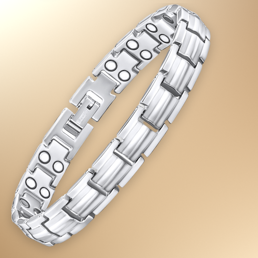 Ladies Magnetic Therapy Bracelet Double Row Magnets - Titanium