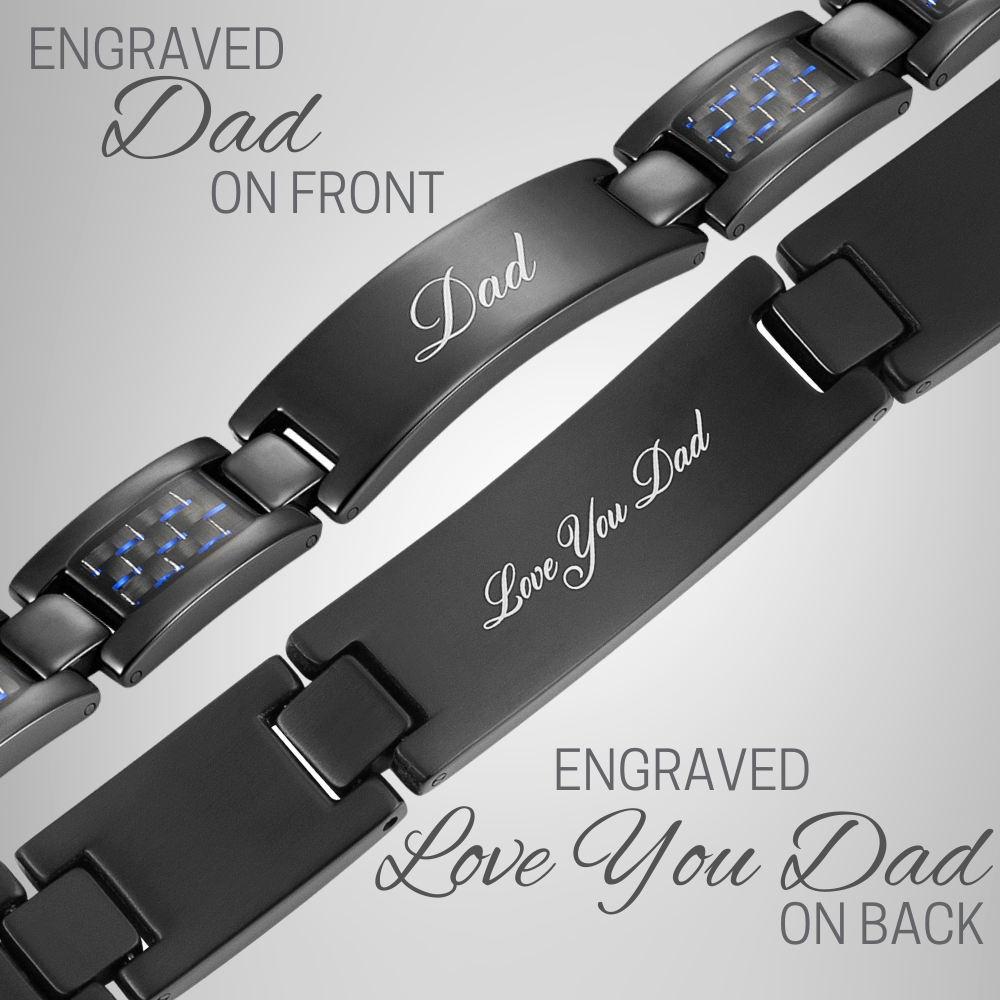 Love You Dad Bracelet - Black Titanium Fathers Day Gift