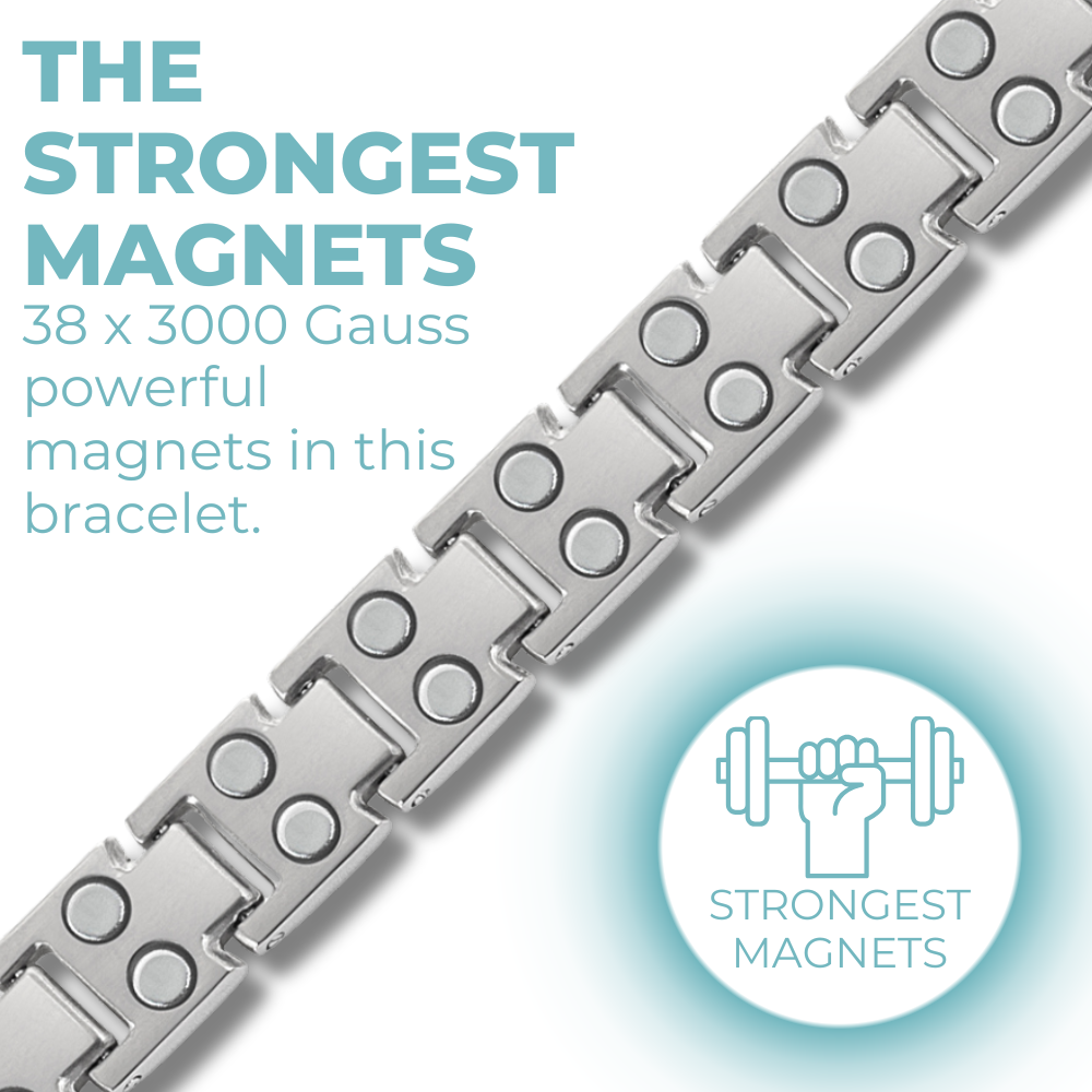 Ladies Magnetic Therapy Bracelet Double Row Magnets - Titanium