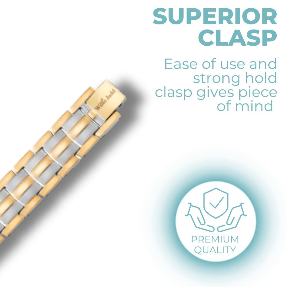 Men's Titanium Double Row Magnetic Therapy Bracelet-rose gold and silver