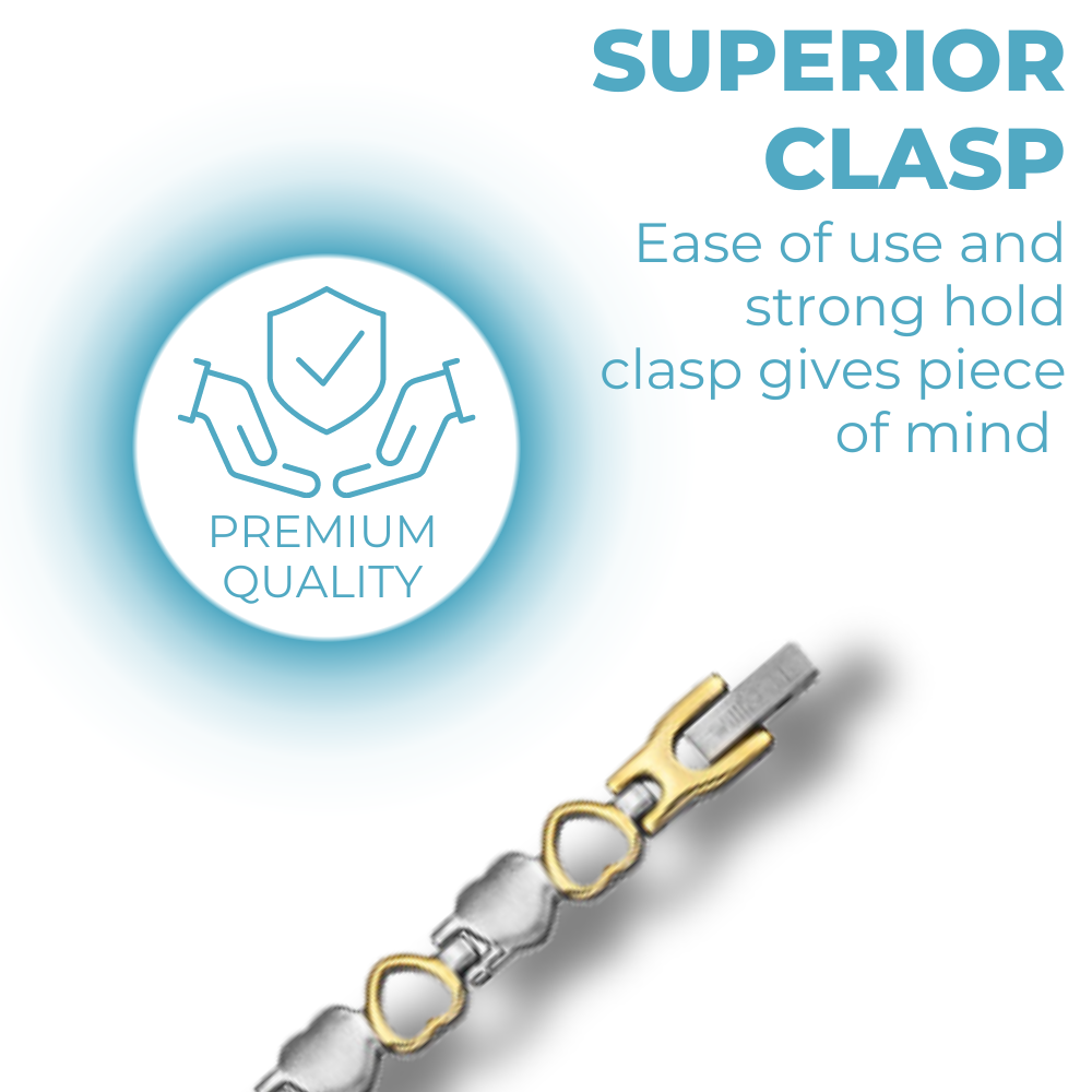 Ladies Magnetic Therapy Bracelet - Love Heart Two Tone