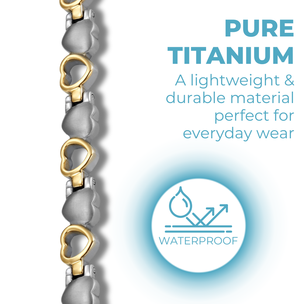 Ladies Magnetic Therapy Bracelet - Love Heart Two Tone