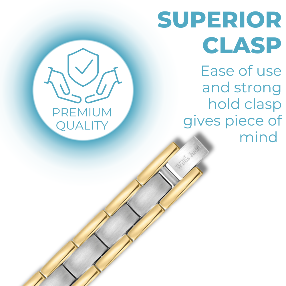 Mens Double Row Titanium Magnetic Therapy Bracelet - Two Tone