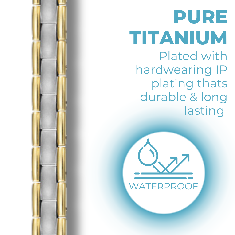 Mens Double Row Titanium Magnetic Therapy Bracelet - Two Tone