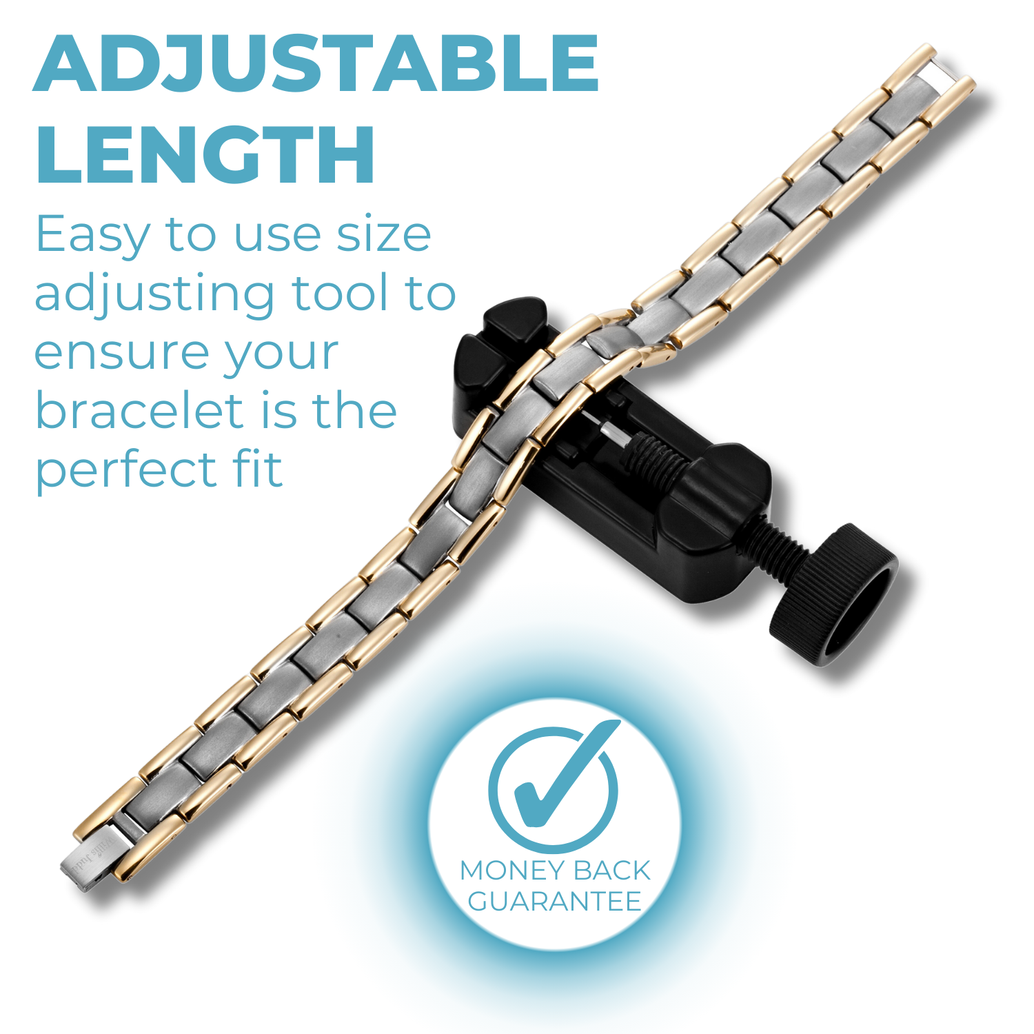 Mens Double Row Titanium Magnetic Therapy Bracelet - Two Tone