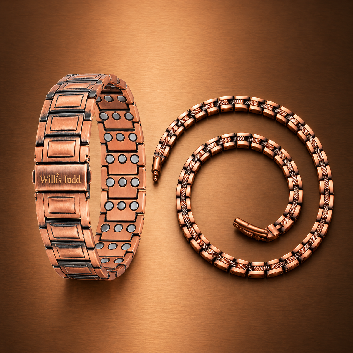 3-Magnet Copper Bracelet & Magnetic Chain Gift Set