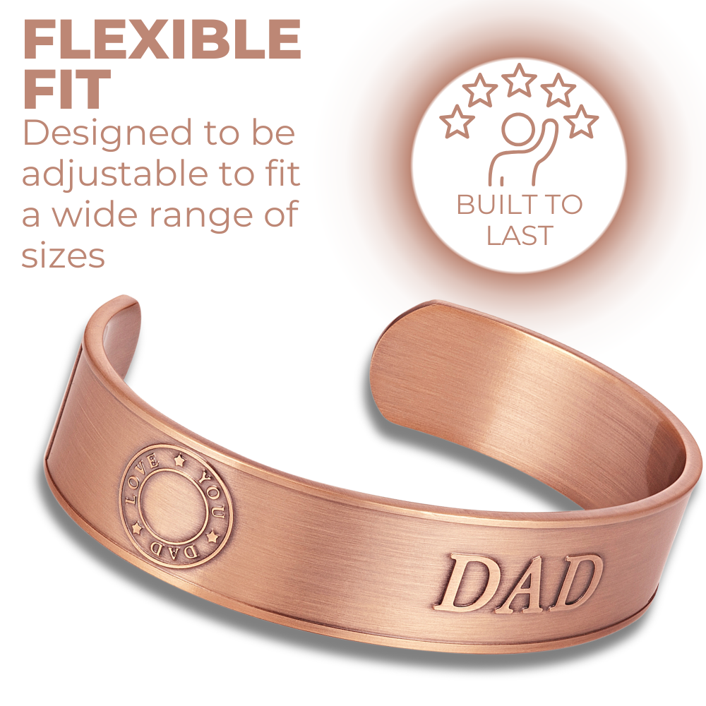 Willis Judd Mens Copper Bangle Love You Dad Design