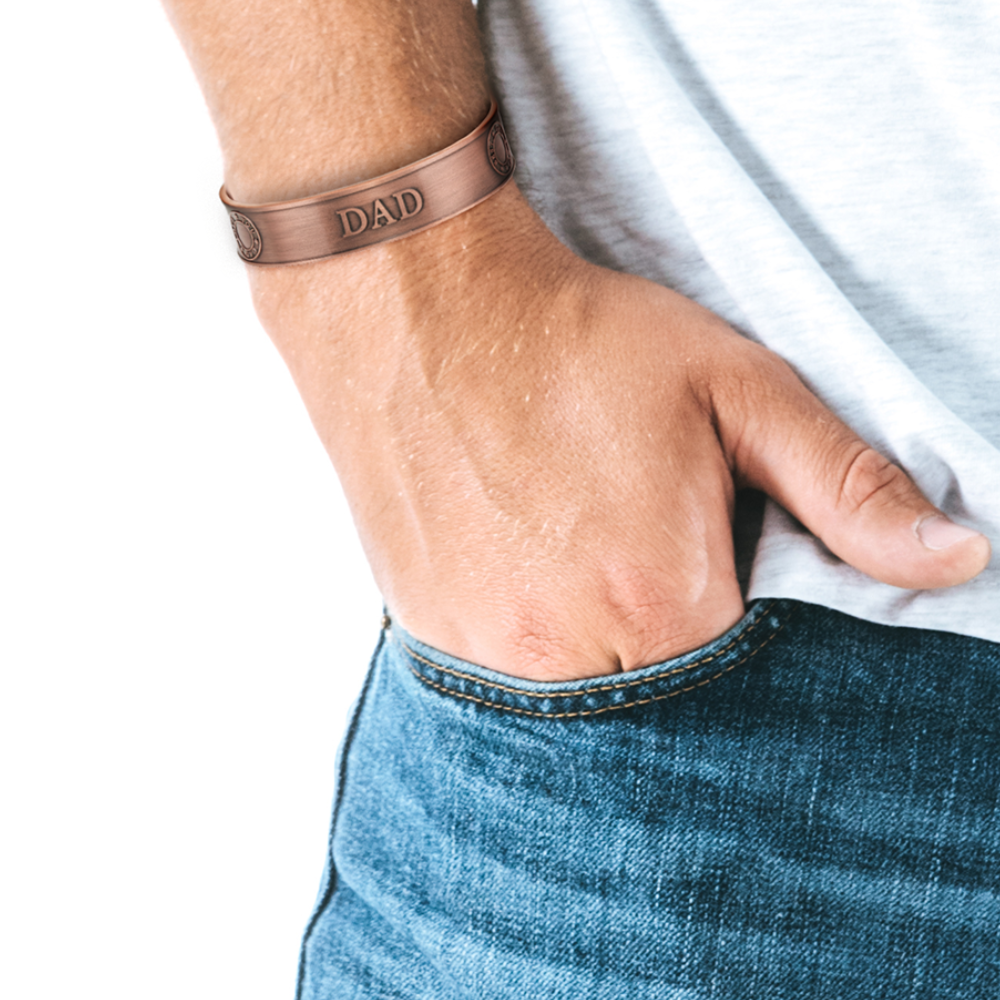 Willis Judd Mens Copper Bangle Love You Dad Design