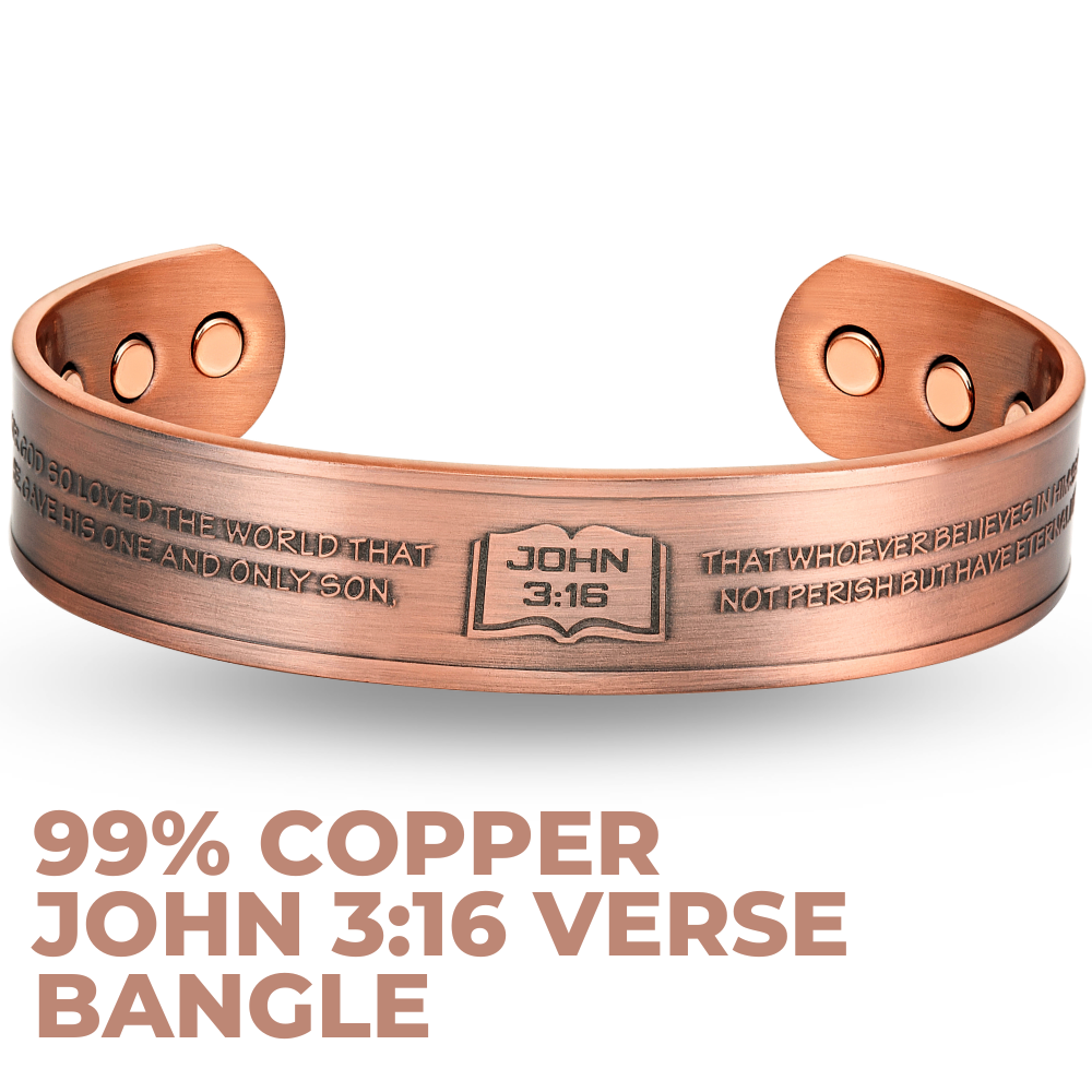 Willis Judd Mens Copper Bangle John 3:16 verse