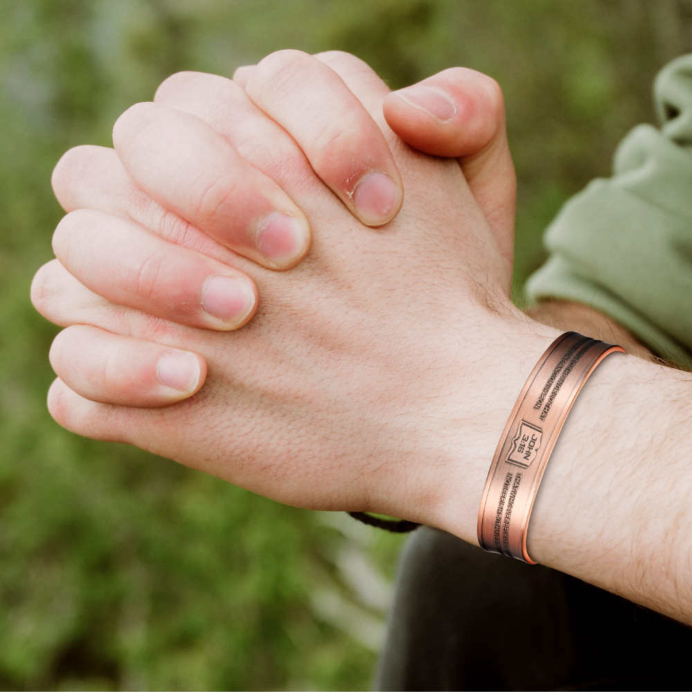 Willis Judd Mens Copper Bangle John 3:16 verse