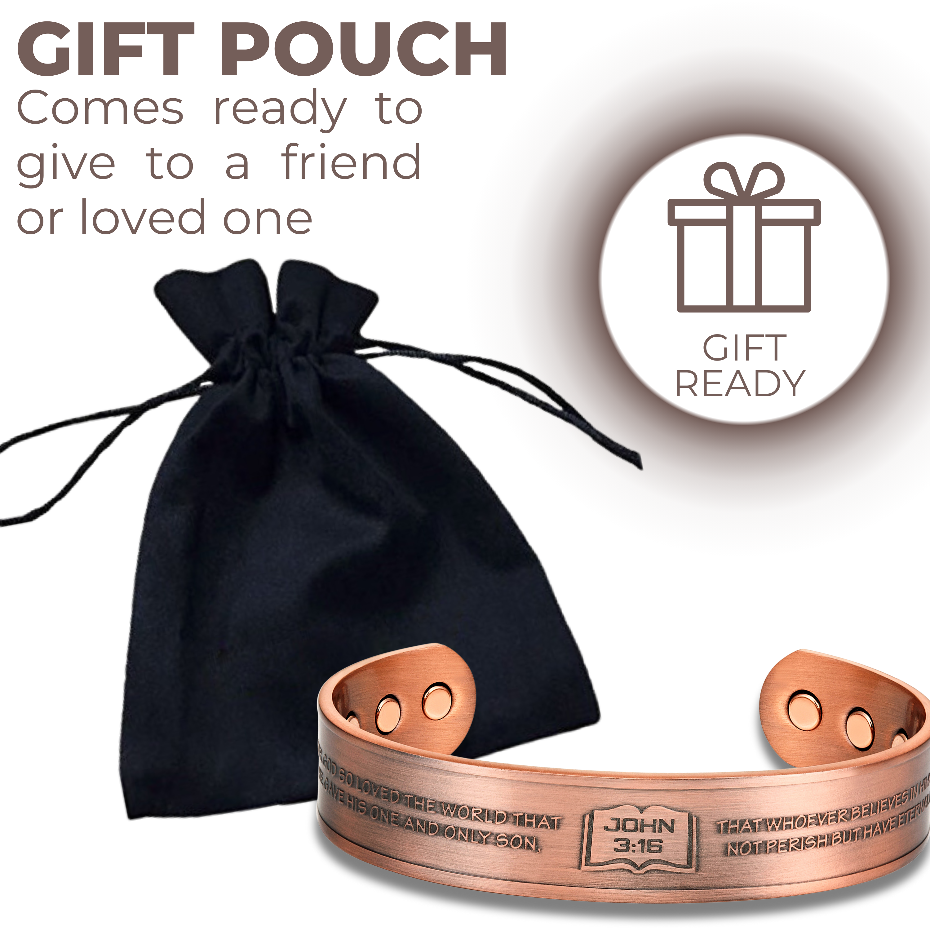 Willis Judd Mens Copper Bangle John 3:16 verse