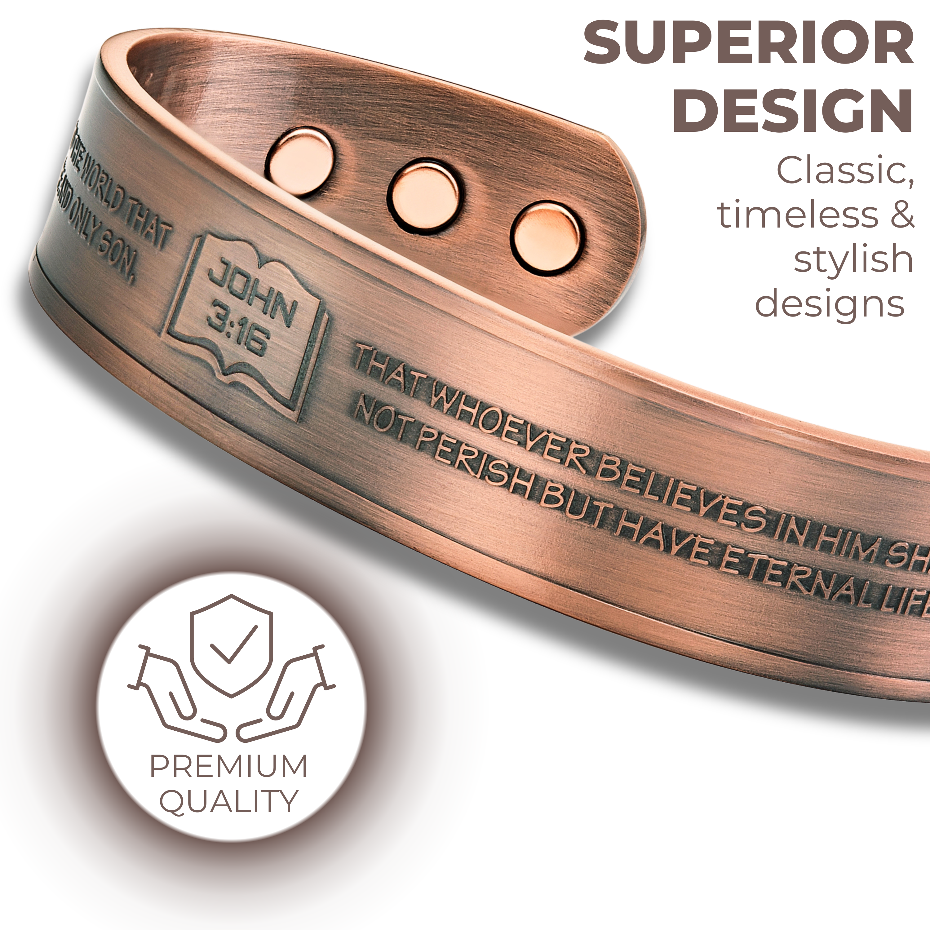 Willis Judd Mens Copper Bangle John 3:16 verse