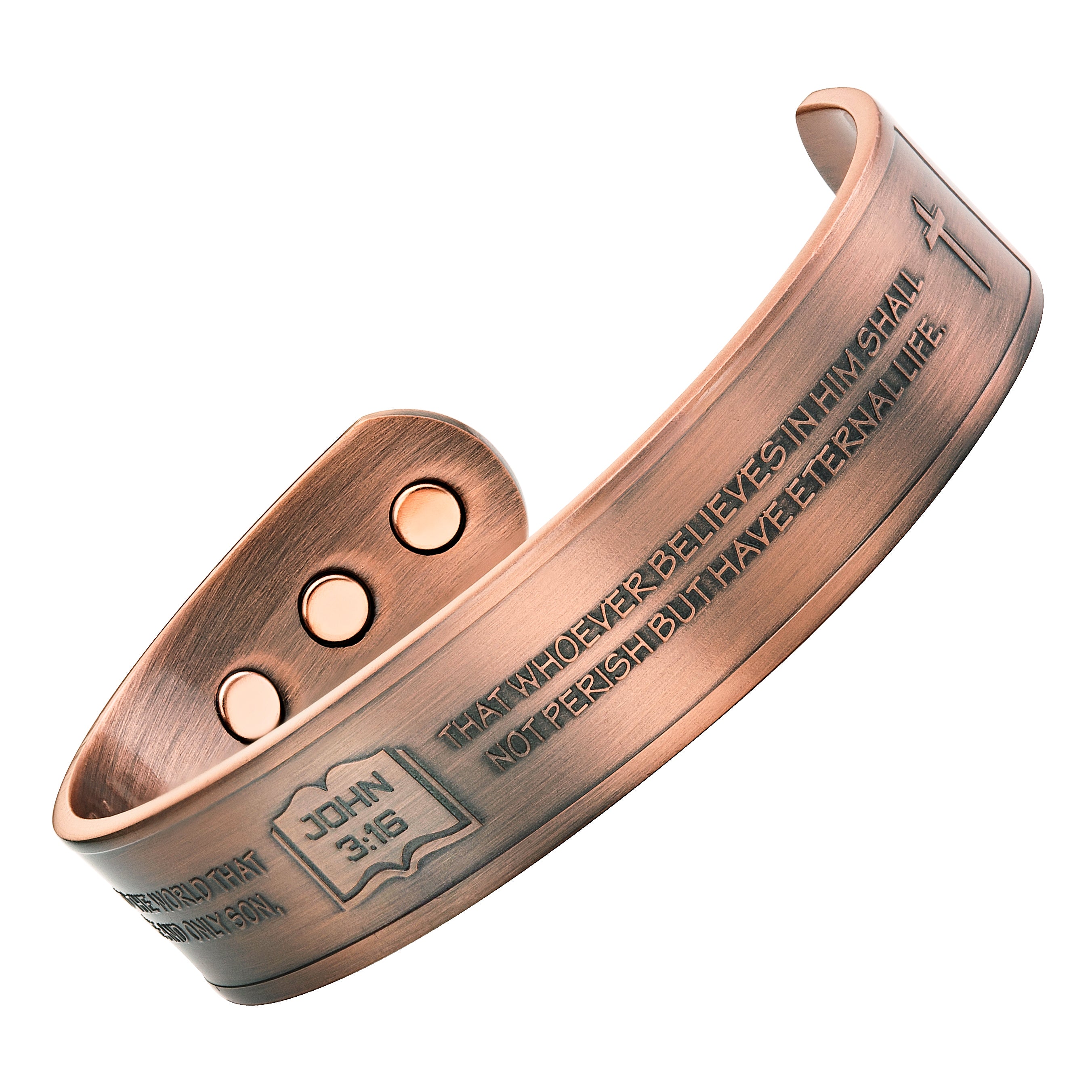 Willis Judd Mens Copper Bangle John 3:16 verse