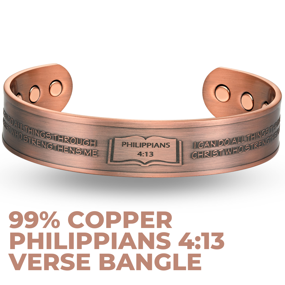 Willis Judd Mens Copper Bangle Philippians 4:13 verse
