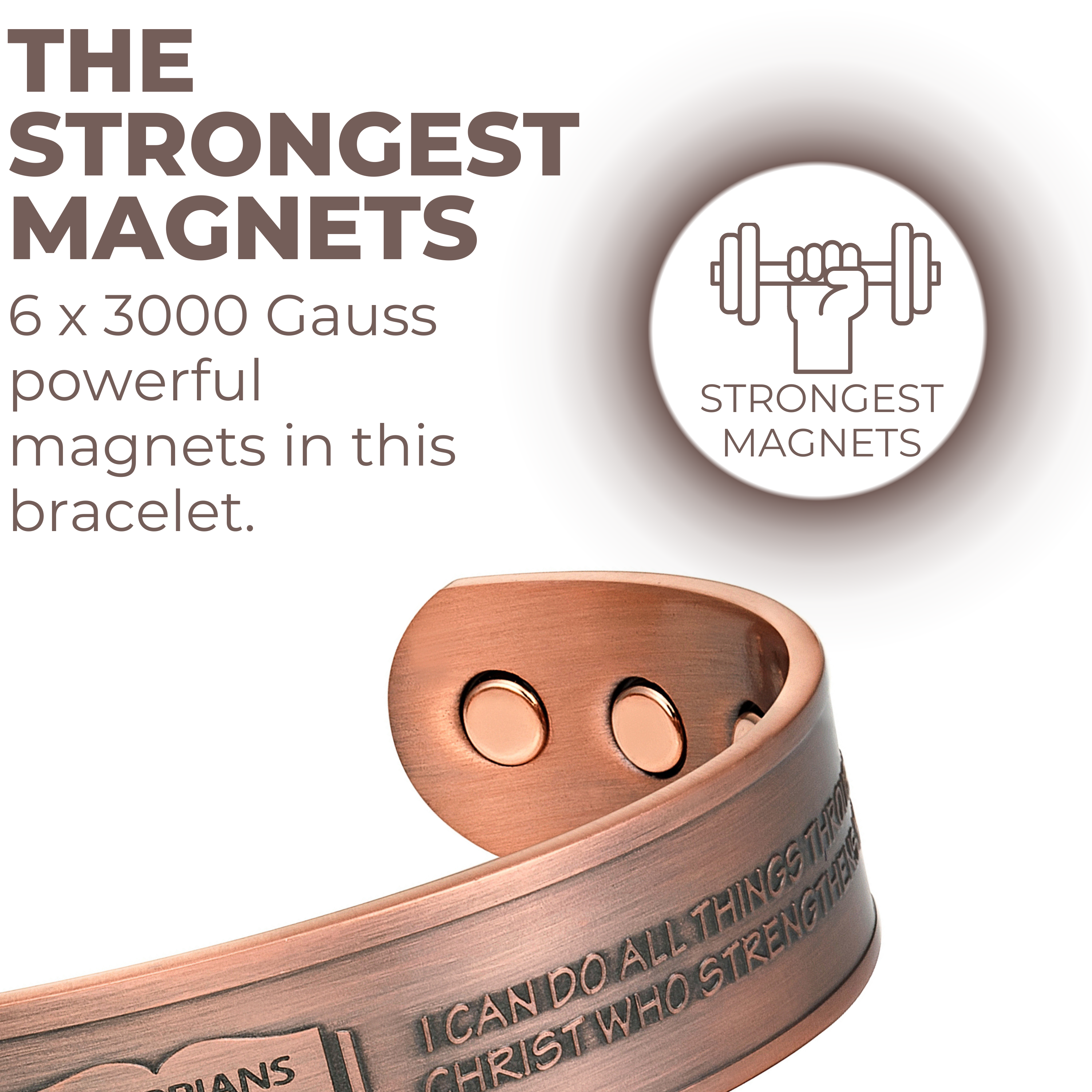 Willis Judd Mens Copper Bangle Philippians 4:13 verse