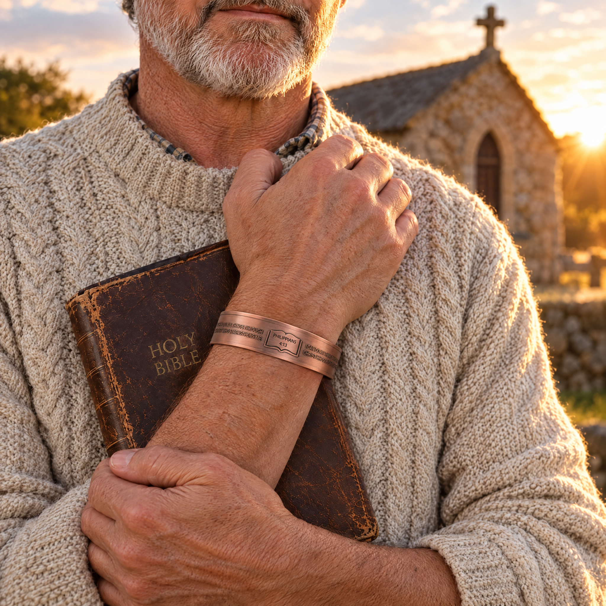 Willis Judd Mens Copper Bangle Philippians 4:13 verse
