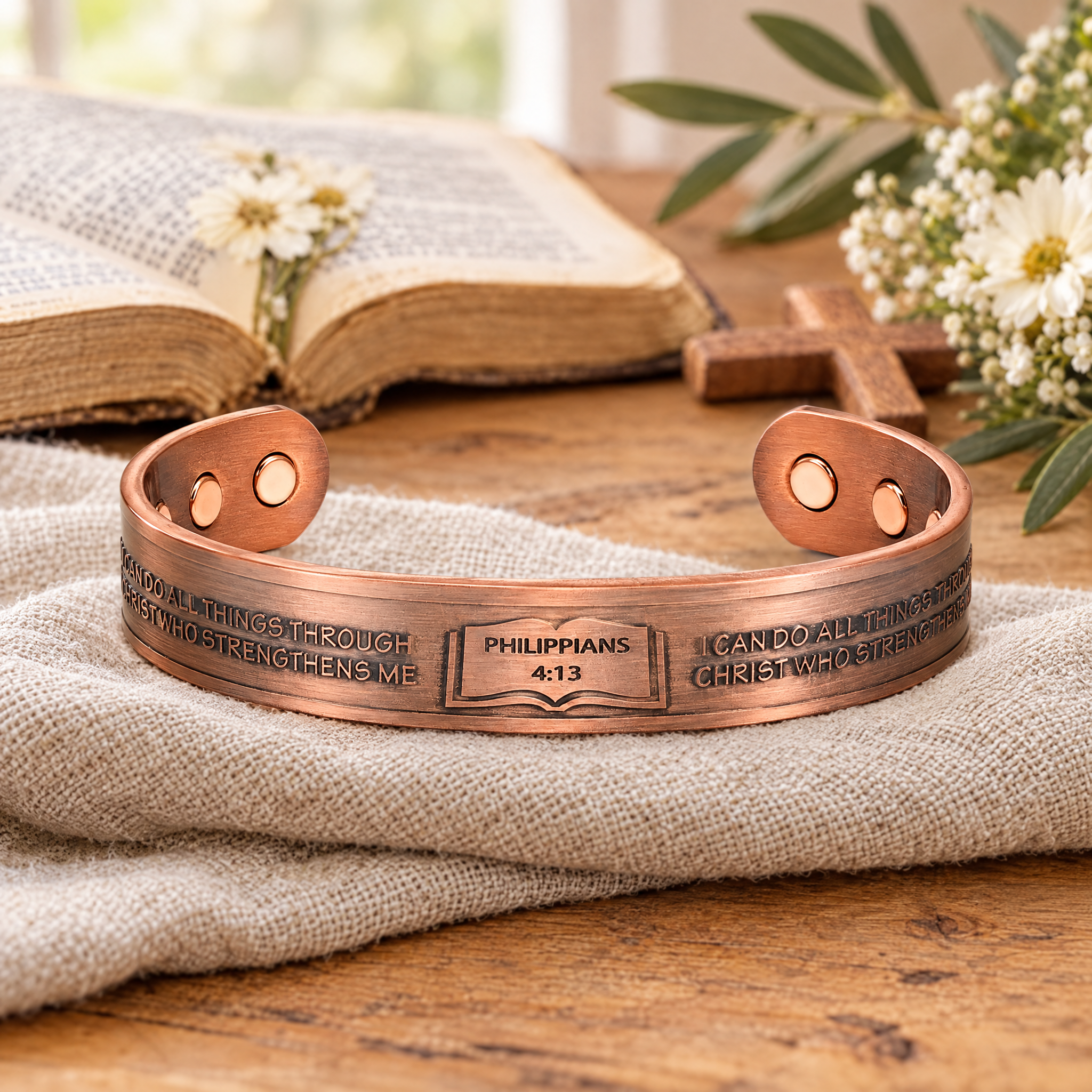 Willis Judd Ladies / Mens Copper Bangle Philippians 4:13