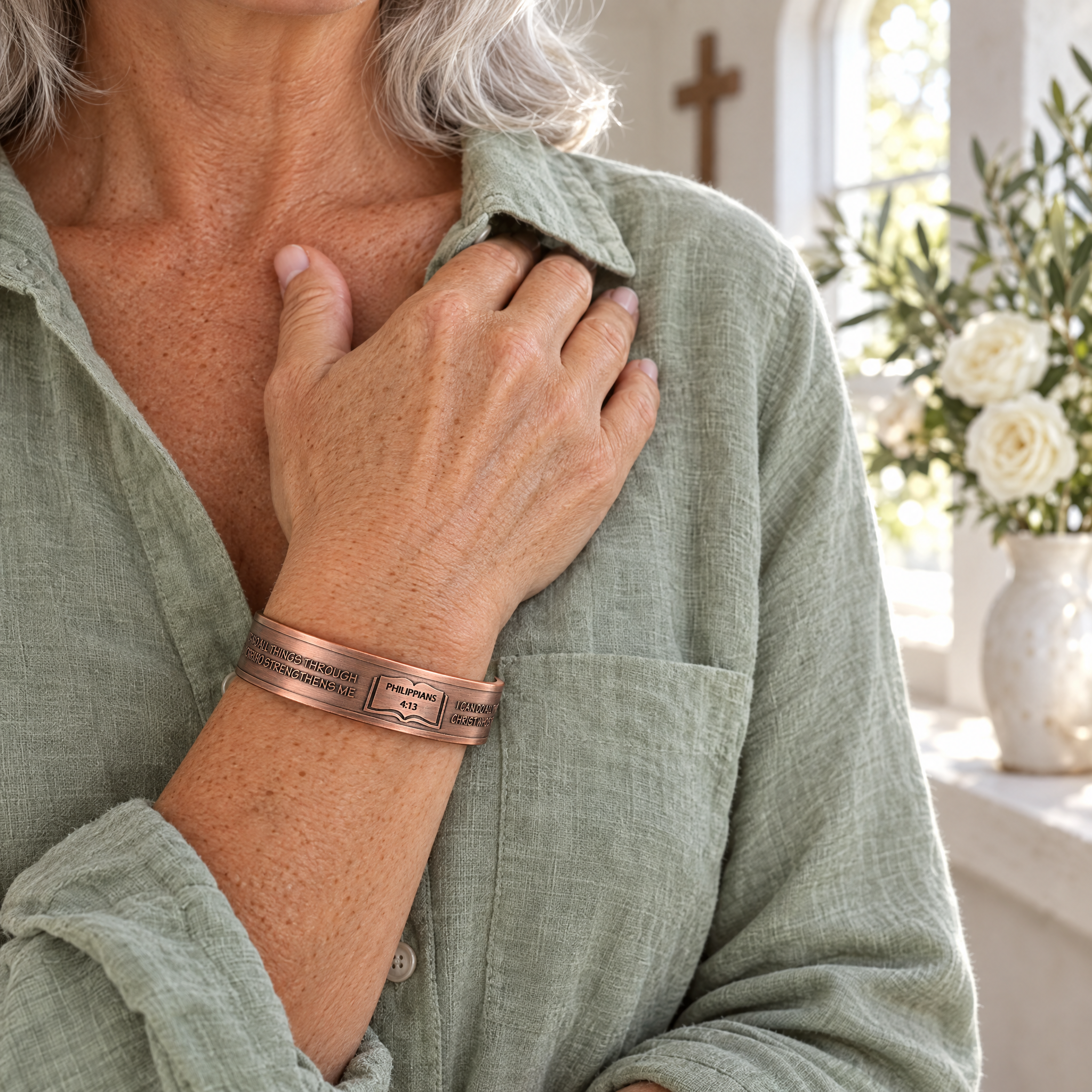 Willis Judd Ladies / Mens Copper Bangle Philippians 4:13