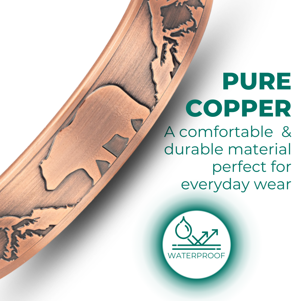 Mens Copper Magnetic Bangle Bracelet Bear New Design