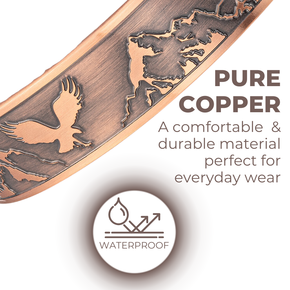 Mens Copper Magnetic Bangle Bracelet Eagle - New Design
