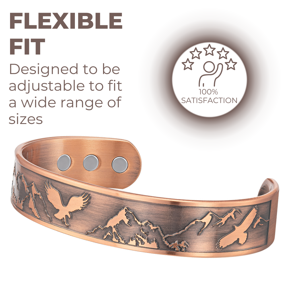 Mens Copper Magnetic Bangle Bracelet Eagle - New Design