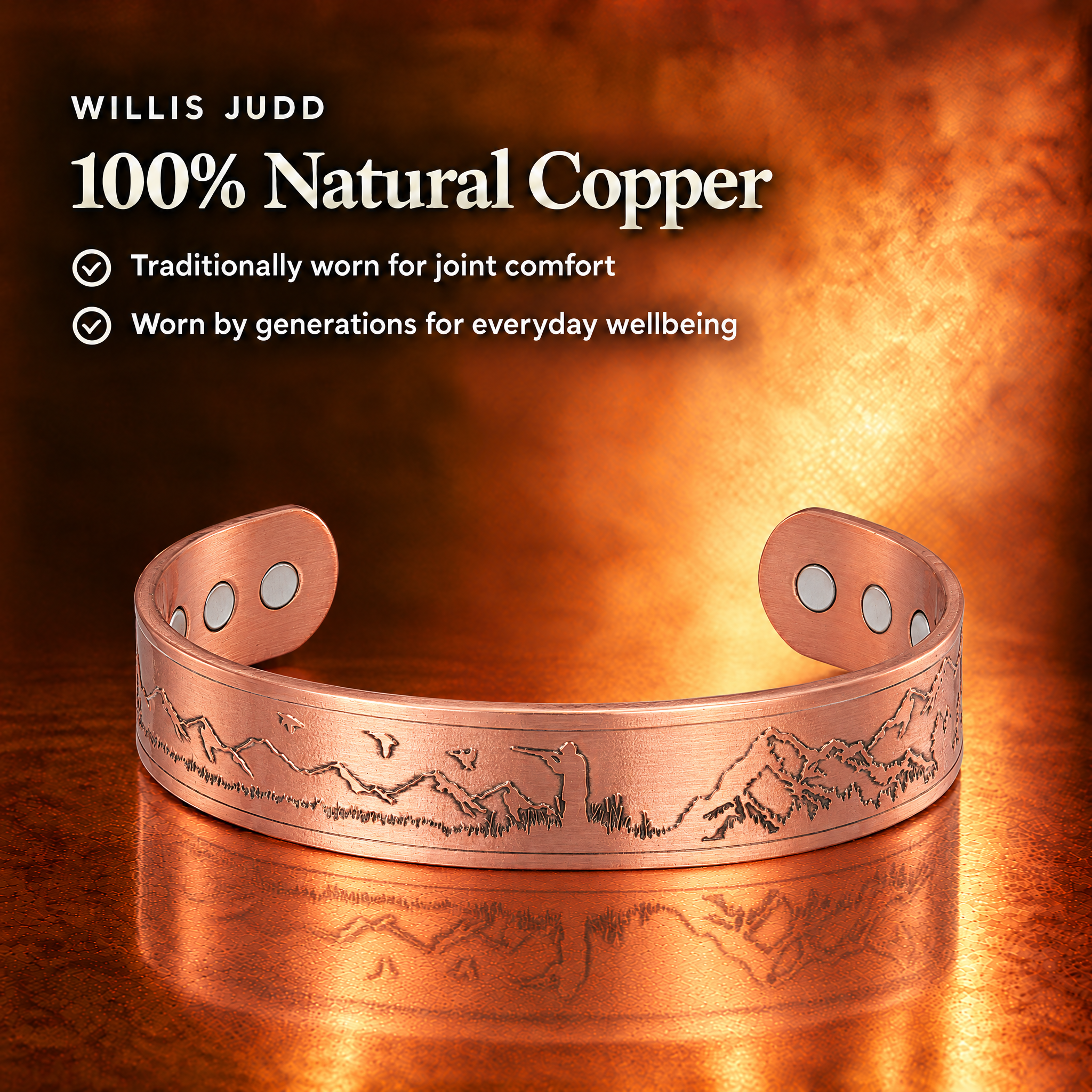 Willis Judd Mens Copper Bangle Hunter Bracelet