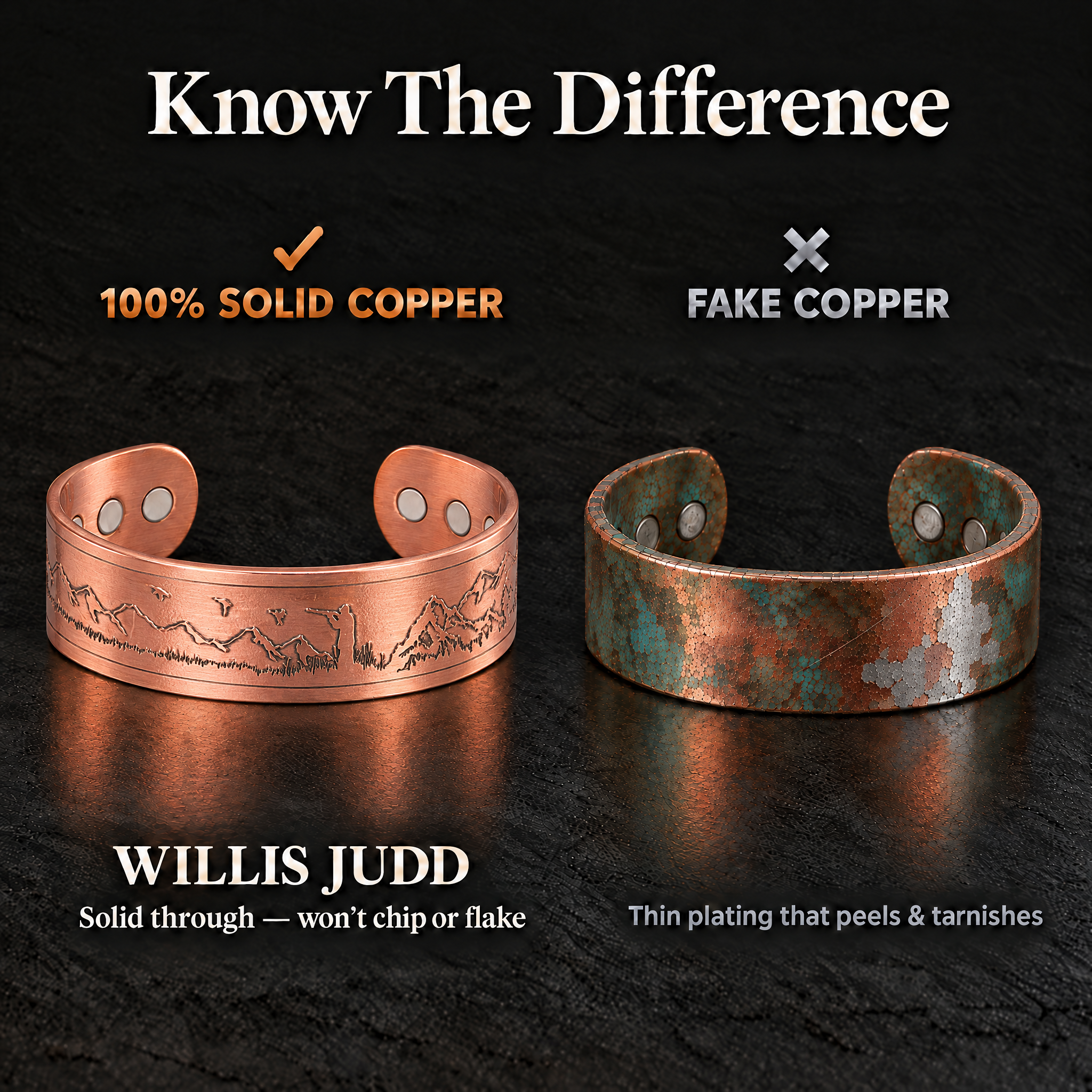 Willis Judd Mens Copper Bangle Hunter Bracelet