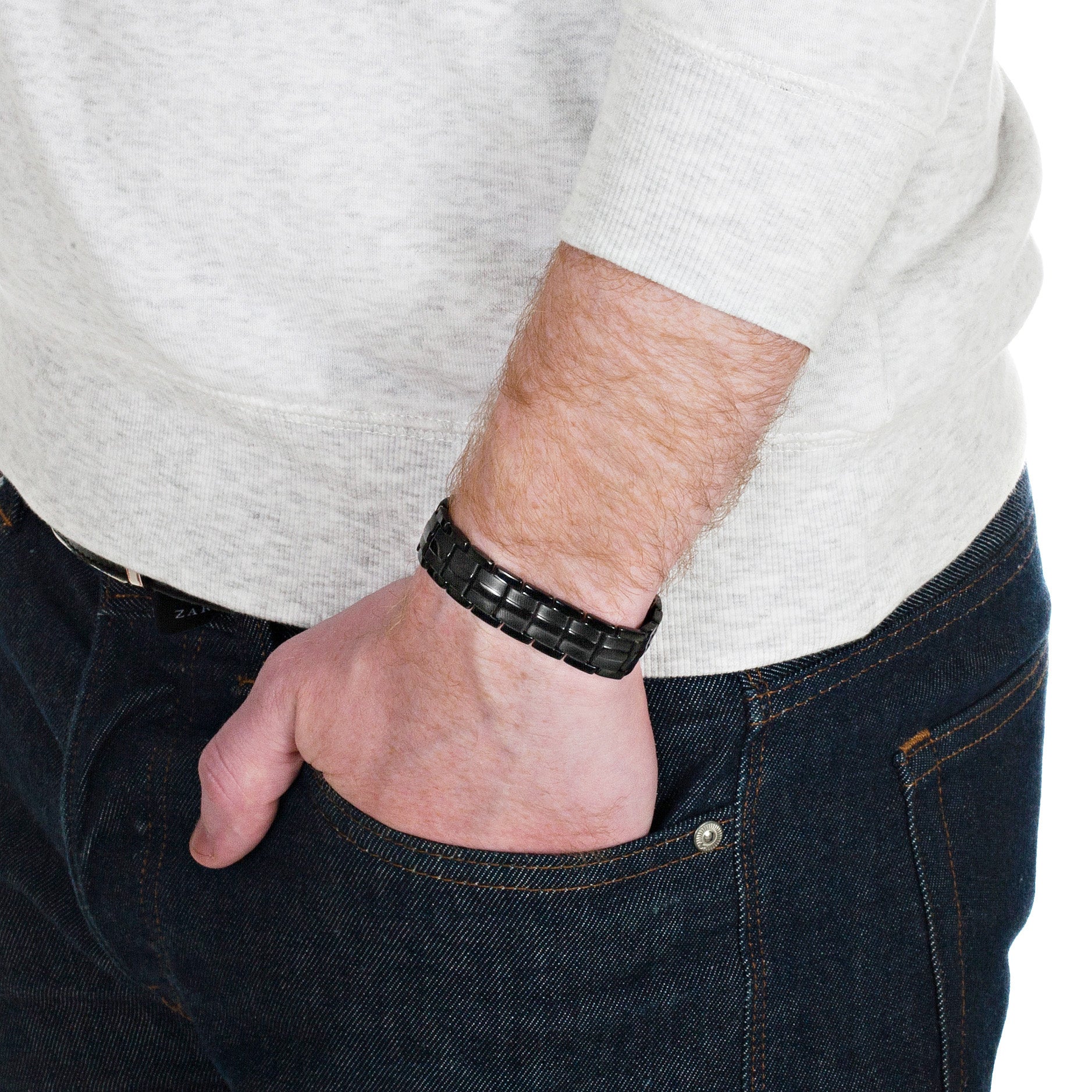 Mens Magnetic Bracelet Hi Power Double Magnets On Each Link Black