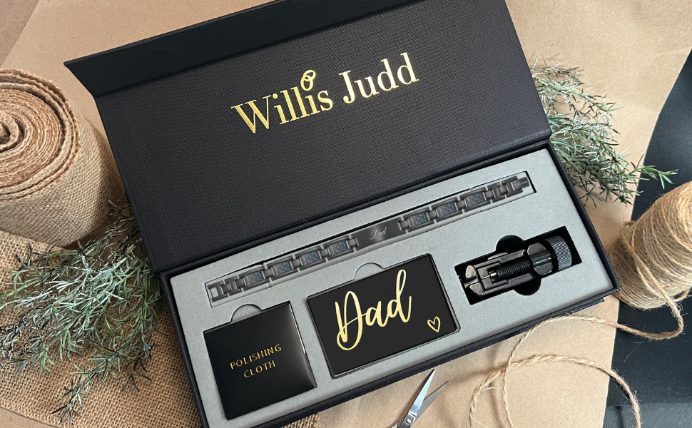 Love You Dad Bracelet - Black Titanium Fathers Day Gift
