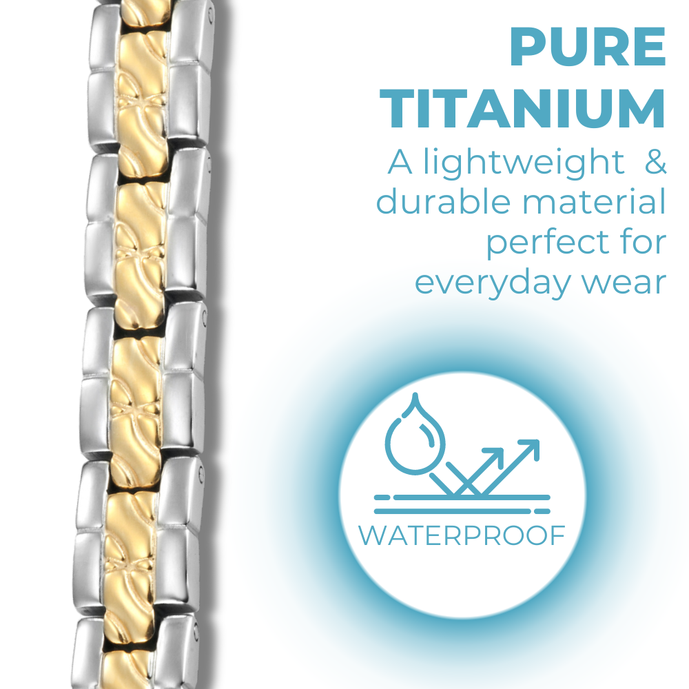 Ladies Magnetic Therapy Bracelet- two tone Titanium