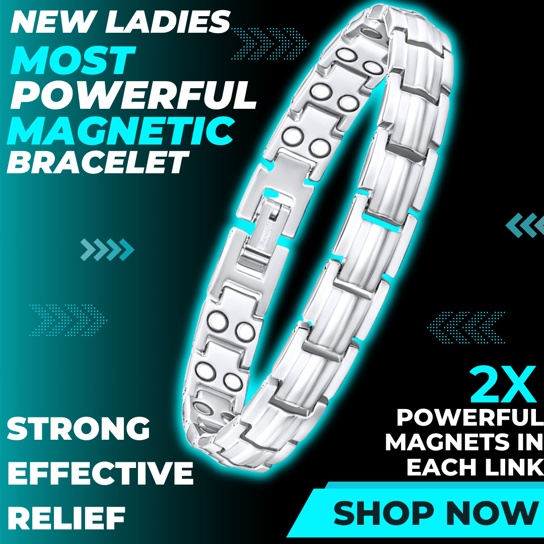 Ladies Magnetic Therapy Bracelet Double Row Magnets - Titanium