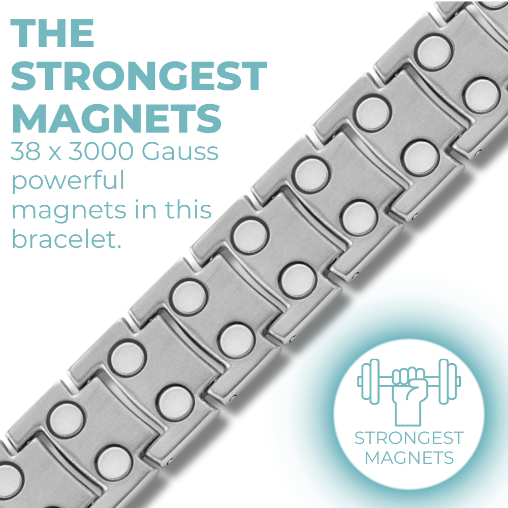 Men's Titanium Double Row Magnetic Therapy Bracelet-rose gold and silver