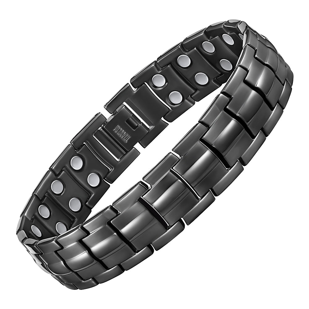 Mens Magnetic Bracelet Hi Power Double Magnets On Each Link Black