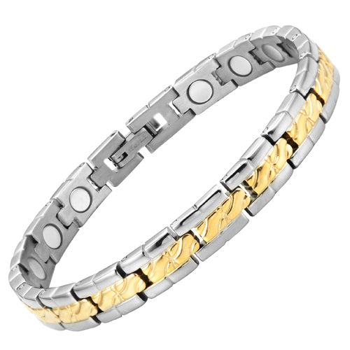 Ladies Magnetic Therapy Bracelet- two tone Titanium